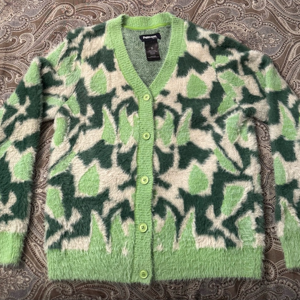 Patterned Green and Cream Sweater by Paterson from Zumiez